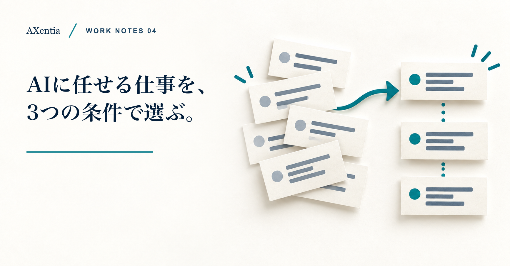 AIに任せる仕事を、3つの条件で選ぶ。